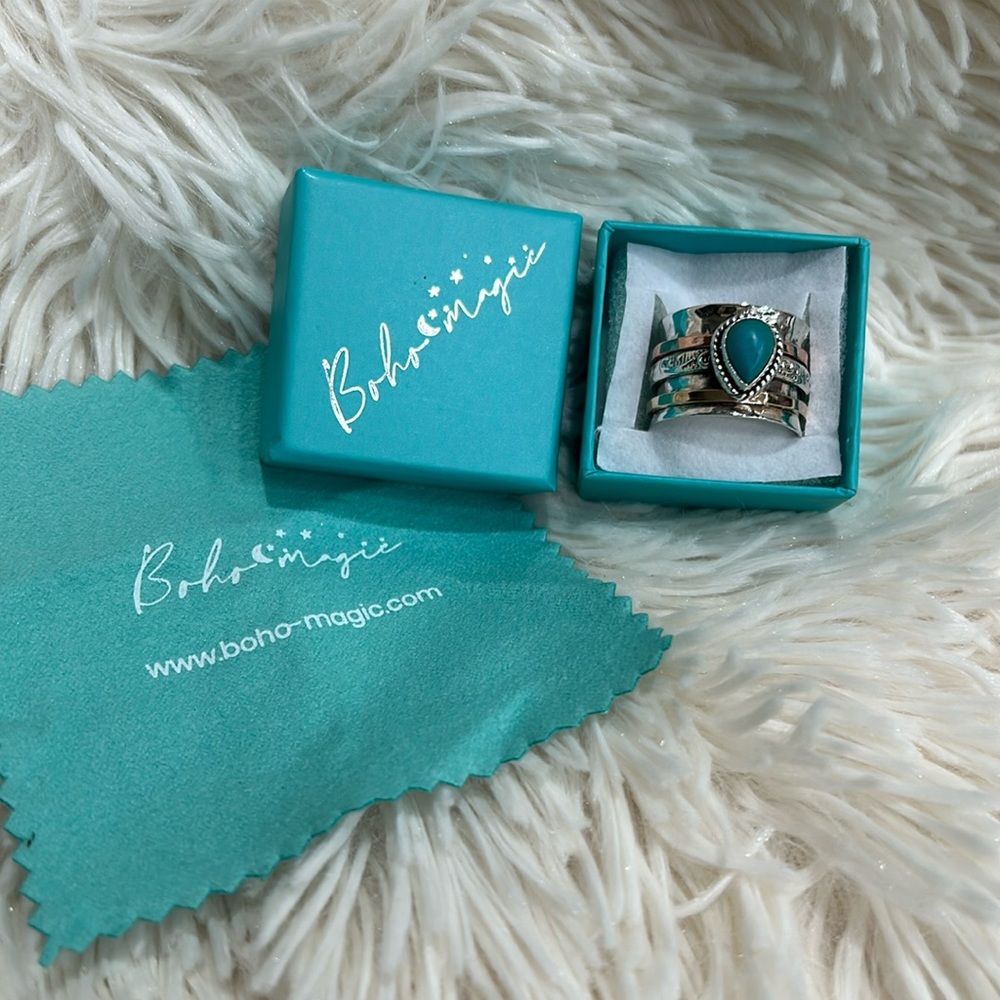 Boho Magic Teardrop Turquoise Fidget Ring